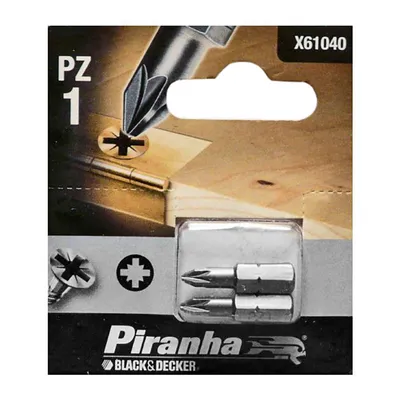 Накрайник бит PZ Black & Decker Pozidriv кръстат  PZ 1, 1/4", 25 мм, Piranha