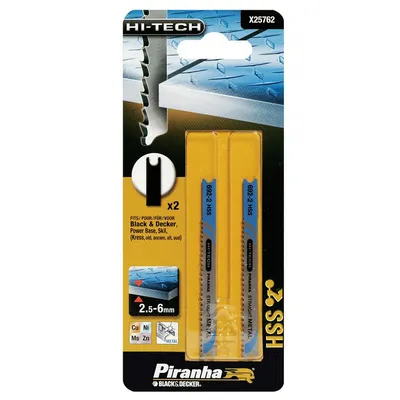 Нож за зеге Black & Decker с U-захват  63/80 мм, 13-11 TPI, праволинейно, 2 бр., Piranha