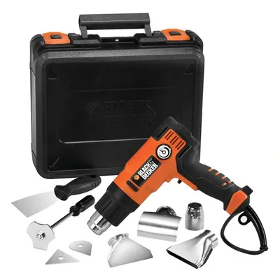 Пистолет за горещ въздух Black & Decker електрически в куфар с аксесоари 2000 W, 360-720 л/мин, 645 °C, KX2200K