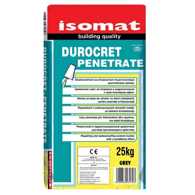 Смес Isomat за саниране на стоманобетонни конструкции кристализираща 25 кг, сива, Durocret Penetrate