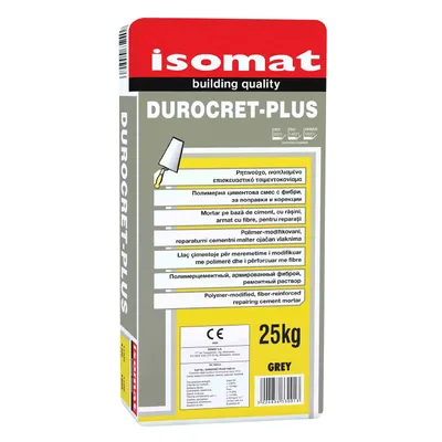 Смес Isomat за саниране на стоманобетонни конструкции с фибри 25 кг, сива, Durocret Plus
