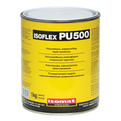 Течна хидроизолационна мембрана Isomat  за покриви и тераси 1 кг, сива, Isoflex-PU 500