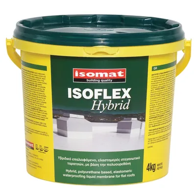 Течна хидроизолационна мембрана Isomat  за покриви и тераси 4 кг, бяла, Isoflex Hybrid