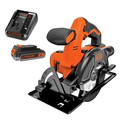 Циркуляр Black & Decker ръчен акумулаторен  с 1 батерия и зарядно, 18 V, 2.5 Ah, ф 140 мм, 3700 об./мин, BDCCS18E1