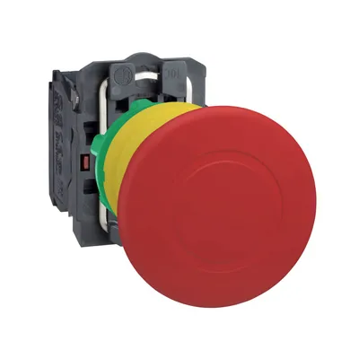 Авариен стоп бутон Schneider Electric тип гъба със завъртане 3 A, 240 V, 1 NO + 1 NC, червен, Harmony XB5