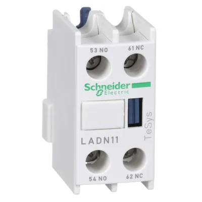 Блок Schneider Electric контактен спомагателен 1 NO + 1 NC, 240 V, 10 A, преден монтаж, TeSys LADN