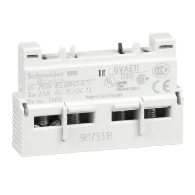 Блок Schneider Electric контактен спомагателен 1 NO + 1 NC, 240 V, 2.5 A, преден монтаж, TeSys GVAN