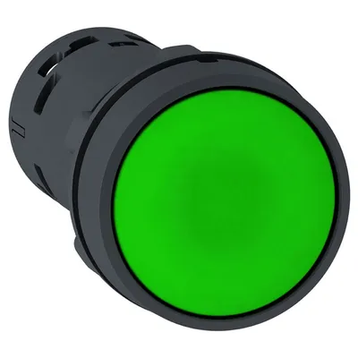 Бутонен превключвател Schneider Electric с пружинно връщане моноблок 0.3 A, 240 V, 1 NO, зелен, Harmony XB7