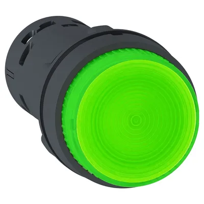Бутонен превключвател Schneider Electric с пружинно връщане светещ моноблок  0.3 A, 240 V, 1 NO, зелен, Harmony XB7