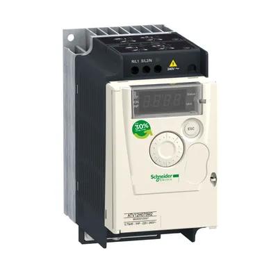 Честотен регулатор Schneider Electric за асинхронни двигатели с радиатор  200-240 V, 0.75 kW, 1 к.с., Аltivar ATV12