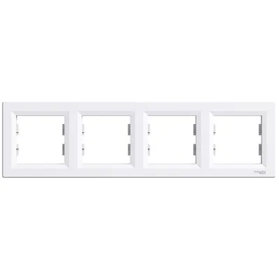 Декоративна рамка Schneider Electric за ключове и контакти четири модула  бяла, 296х83x9 мм, Asfora