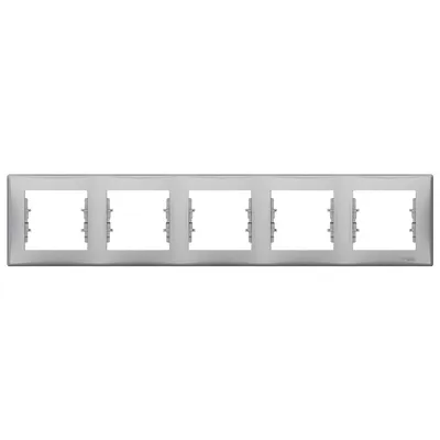 Декоративна рамка Schneider Electric за ключове и контакти пет модула алуминий, 370x80x7 мм, Sedna