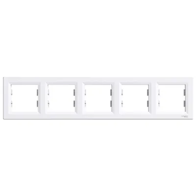 Декоративна рамка Schneider Electric за ключове и контакти пет модула бяла, 367х83x9 мм, Asfora