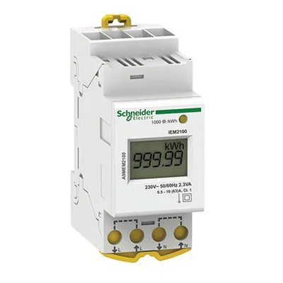 Двойнотарифен монофазен електромер Schneider Electric с LCD дисплей за DIN шина  63 A, iEM2100