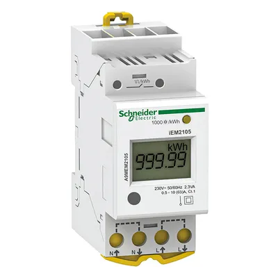 Еднотарифен монофазен електромер Schneider Electric с LCD дисплей за DIN шина  63 A, iEM2105
