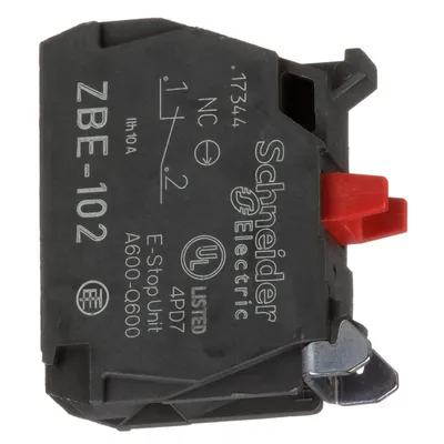 Контактен елемент Schneider Electric за команден бутон 3 A, 240 V, 1 NC, червен, ZBE