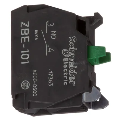 Контактен елемент Schneider Electric за команден бутон 3 A, 240 V, 1 NO, зелен, ZBE