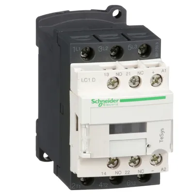 Контактор Schneider Electric автоматичен постояннотоков 3P, 1 NO+1 NC, 24 DC V, 9 A, TeSys D