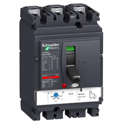 Прекъсвач мощностен Schneider Electric автоматичен тип А-1 регулируем 160 A, 4-85 kA, 3P, 690 V, 112-160 А, Compact NSX160F