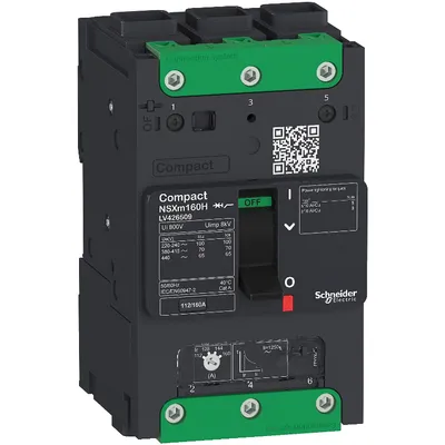 Прекъсвач мощностен Schneider Electric автоматичен тип А-1 регулируем 160 A, 85 kA, 3P, 690 V, 112-160 А, Compact NSXm