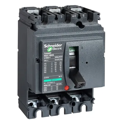 Прекъсвач мощностен Schneider Electric автоматичен тип A-3 без защита  160 A, 7.5-40 kA, 3P (3T), 690 V V, Compact NSX160B