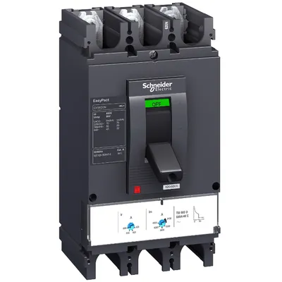 Прекъсвач мощностен Schneider Electric автоматичен тип А-3 регулируем  400 A, 23-40 kA, 3P, 440 V, 280-400 А, EasyPact CVS400F TM400D