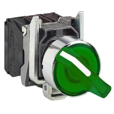 Превключвател пуск-стоп Schneider Electric със задържане светещ  3 A, 240 V, 1 NC + 1 NO, зелен, Harmony XB4