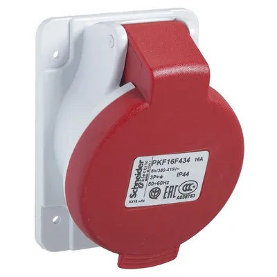 Щепсел промишлен Schneider Electric трифазен стационарен  16 A, 400 V, 3P+N+Е, червен, Pratika
