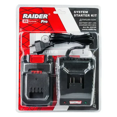 Акумулаторна батерия Raider Li-Ion със зарядно у-во 20 V, 2 Ah, 1 бр., RDP-R20