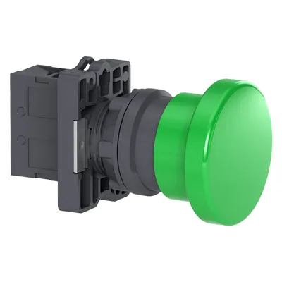 Авариен стоп бутон Schneider Electric тип гъба с пружинно връщане 3 A, 240 V, 1 NO, зелен, Easy Harmony XA2E