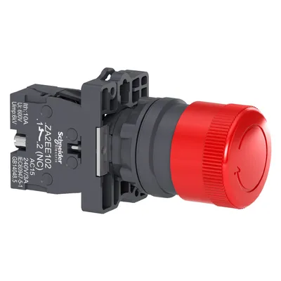 Авариен стоп бутон Schneider Electric тип гъба със завъртане  3 A, 240 V, 1 NC, червен, Easy Harmony XA2E