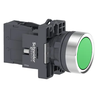 Бутонен превключвател Schneider Electric вграден с натиск 3 A, 240 V, 1 NO, зелен, Easy Harmony XA2E
