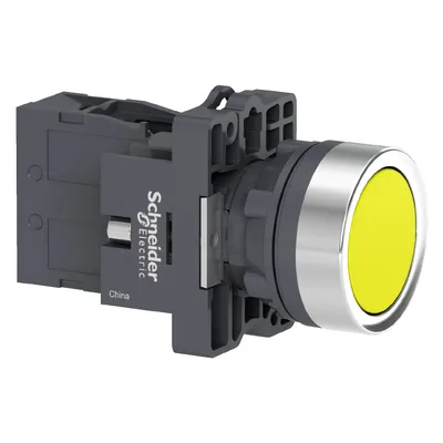 Бутонен превключвател Schneider Electric вграден с натиск 3 A, 240 V, 1 NO, жълт, Easy Harmony XA2E