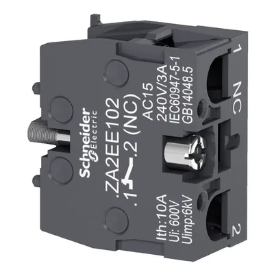 Контактен елемент Schneider Electric за команден бутон 2 A, 230 V, 1 NC, черен, Easy Harmony XA2E