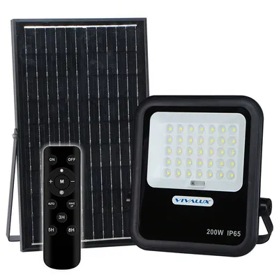 LED прожектор Vivalux със соларен панел 200 W, 6400 K, черен, Hector Solar LED