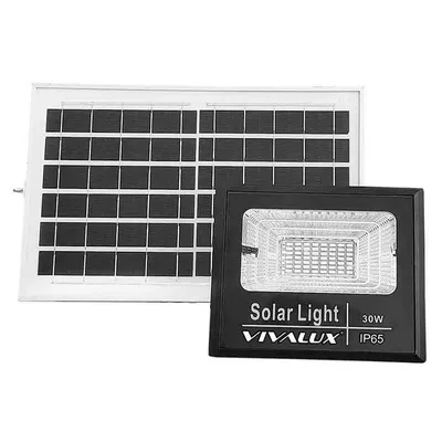 LED прожектор Vivalux със соларен панел 30 W, 3.2 V, 6400 K, черен, Isola LED