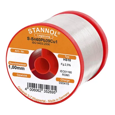 Тинол Stannol на ролка  1 мм, 0.25 кг, HS10