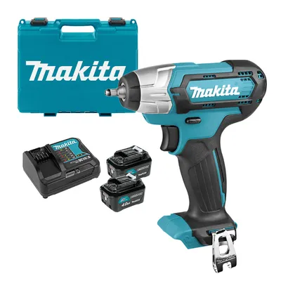 Акумулаторен гайковерт Makita с колекторен двигател с 2 батерии и зарядно, 12 V, 4 Ah, 60 Nm, квадрат, 1/4", TW060DSME