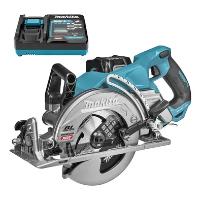 Акумулаторен ръчен циркуляр Makita с 1 батерия и зарядно, 40 V, 4 Ah, 185 мм, 6400 об./мин, RS001GM101