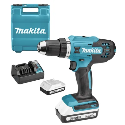 Акумулаторен винтоверт Makita с колекторен двигател с 2 батерии и зарядно, 18 V, 2 Ah, 42 Nm, 1.5-13 мм, DF488D004