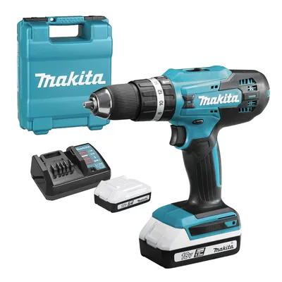 Акумулаторен винтоверт Makita ударен с 2 батерии и зарядно, 18 V, 1.5 Ah, 42 Nm, 1.5-13 мм, HP488D002
