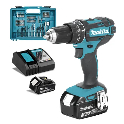 Акумулаторен винтоверт Makita ударен с 2 батерии и зарядно, 18 V, 3 Ah, 62 Nm, 1.5-13 мм, DHP482RFX1