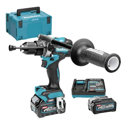 Акумулаторен винтоверт Makita ударен с 2 батерии и зарядно, 40 V, 4 Ah, 140 Nm, 1.5-13 мм, HP001GM201