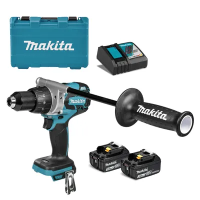 Акумулаторна бормашина Makita    с 2 батерии и зарядно, 18 V, 3 Ah, 115 Nm, 0-550/0-2100 об./мин, 1.5-13 мм, DDF481RFE