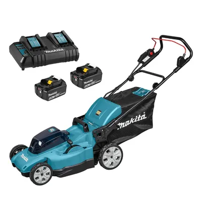 Акумулаторна косачка Makita с 2 батерии и зарядно, 36 V, 5 Ah, 480 мм, 800 м2, DLM480CT2