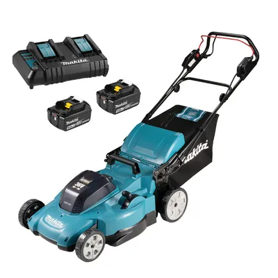 Акумулаторна косачка Makita с 2 батерии и зарядно, 36 V, 5 Ah, 530 мм, 800 м2, DLM539CT2