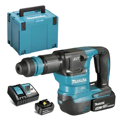 Акумулаторен къртач Makita  с 2 батерии и зарядно, SDS-plus, 18 V, 5 Ah, 3.1 J, DHK180RTJ