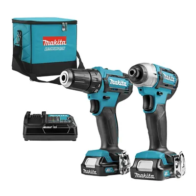 Комплект акумулаторни инструменти Makita с 2 батерии и зарядно, DF333D, TD110D, 12 V, 2 Ah, CLX224SA