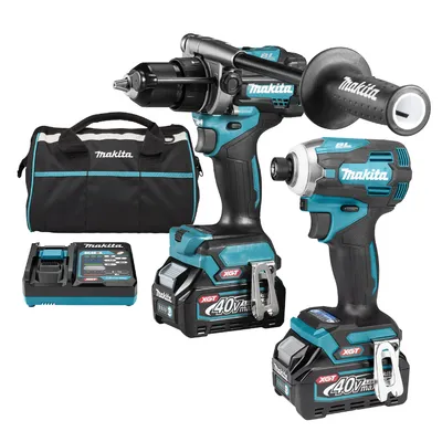 Комплект акумулаторни инструменти Makita с 2 батерии и зарядно, TD001G, HP001G, 40 V, 4 Ah, DK0114G201