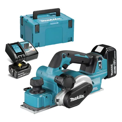 Акумулаторно ренде Makita с 2 батерии и зарядно, 18 V, 5 Ah, 82 мм, 0-3 мм, DKP181RTJ